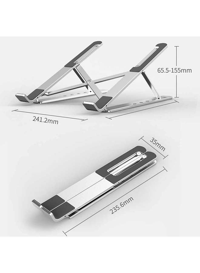 Generic - Aluminium Foldable Stand Notebook Support Laptop Base Macbook Pro Holder Adjustable Bracket grey - Image 1