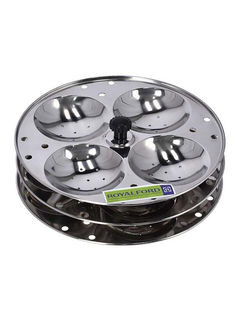 Stainless Steel Idly Stand, 3 Racks Makes 12 Idlis With Mini Hole Mechanism, 20.7 X 9.5 X 20.7 Cm, Made In India Silver 20.7cm