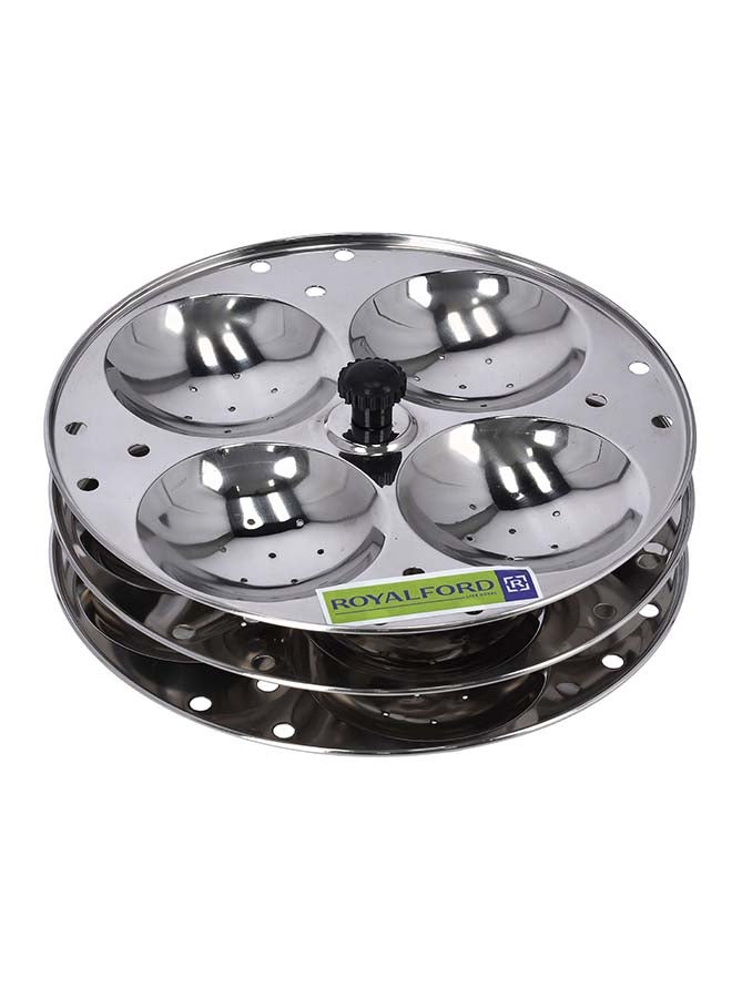 Royalford Stainless Steel Idly Stand, 3 Racks Makes 12 Idlis With Mini Hole Mechanism, 20.7 X 9.5 X 20.7 Cm, Made In India Silver 20.7cm  - Image 1
