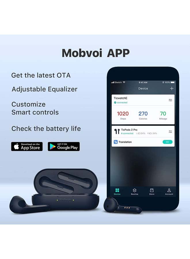 mobvoi - TicPods 2 Pro True Wireless Bluethooth Earbuds Blossom - Image 1
