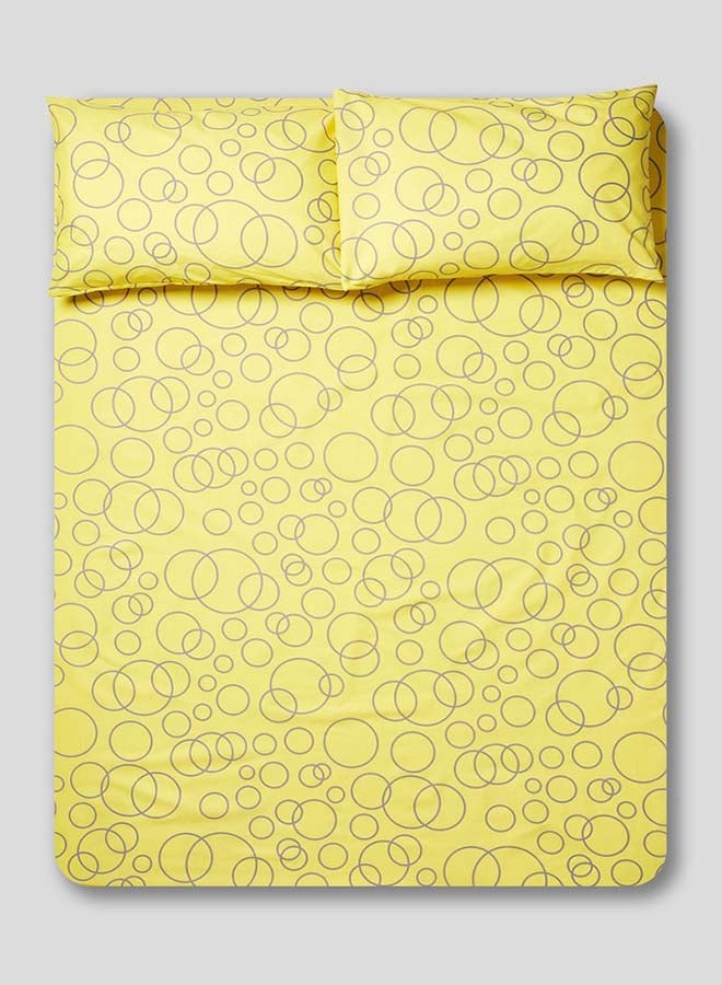 RISHAHOME 3-Piece Printed Fitted Bedsheet Set Cotton Multicolour 200x200x20cm  - Image 1