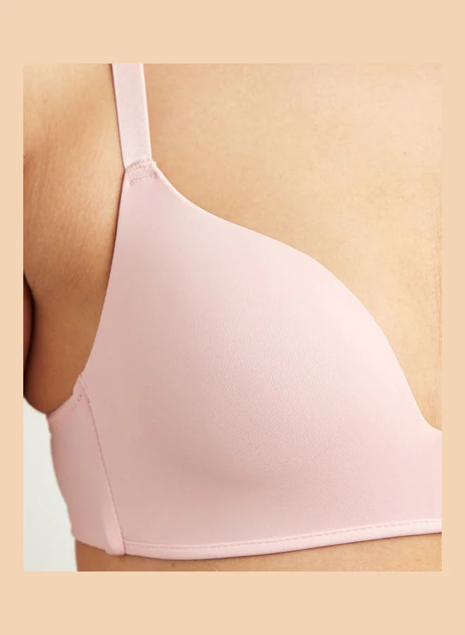 Closet By Styli 2-Piece Smoothing Padded T-shirt Bra Set Pink/Grey