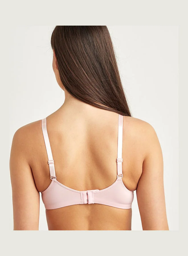 Closet By Styli 2-Piece Smoothing Padded T-shirt Bra Set Pink/Grey