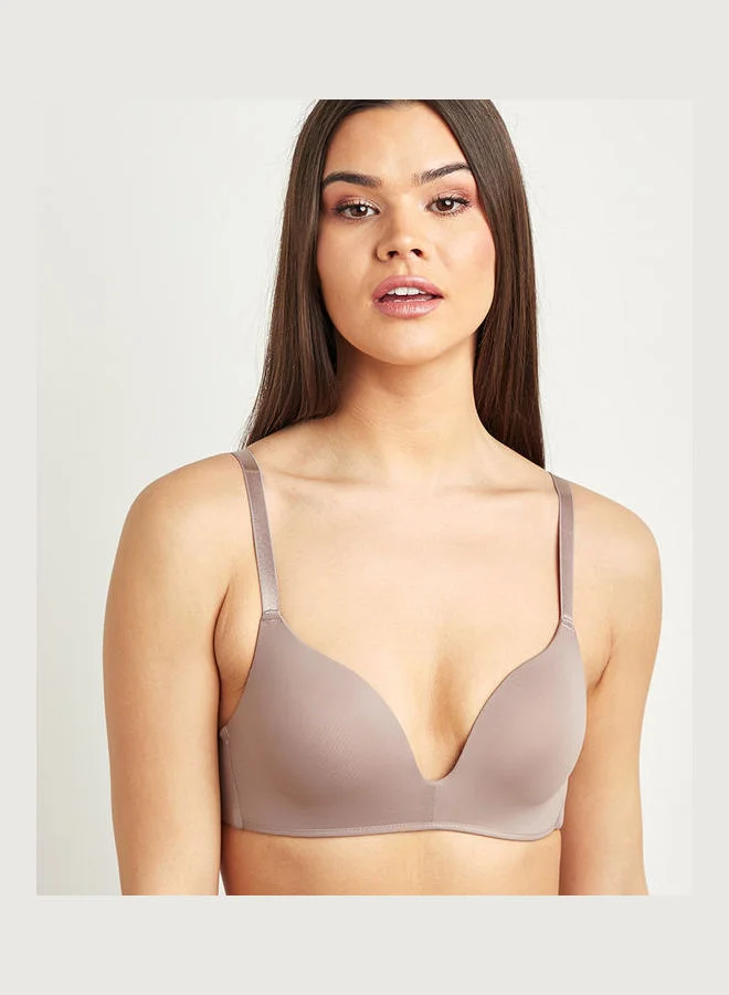 Closet By Styli 2-Piece Smoothing Padded T-shirt Bra Set Pink/Grey