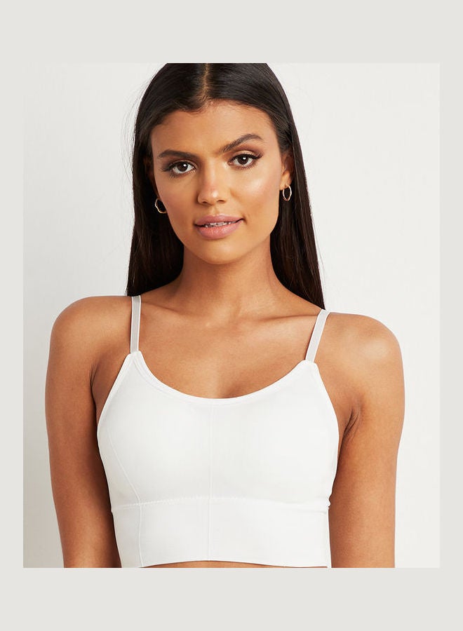 Closet By Styli - Seamfree Padded Crop Top Bra White - Image 1