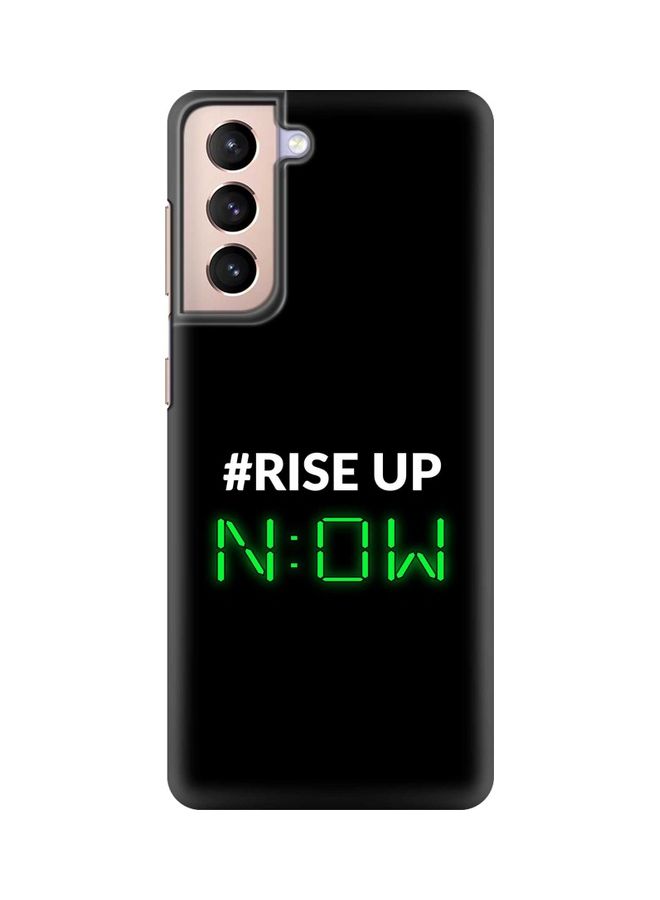 غطاء حماية بطبعة عبارة "Rise Up" لهاتف سامسونج جالاكسي S21 5G أسود/ أبيض/ أخضر