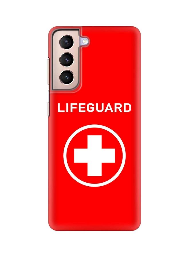غطاء حماية بطبعة "Lifeguard" لهاتف سامسونج جالاكسي S21 أحمر