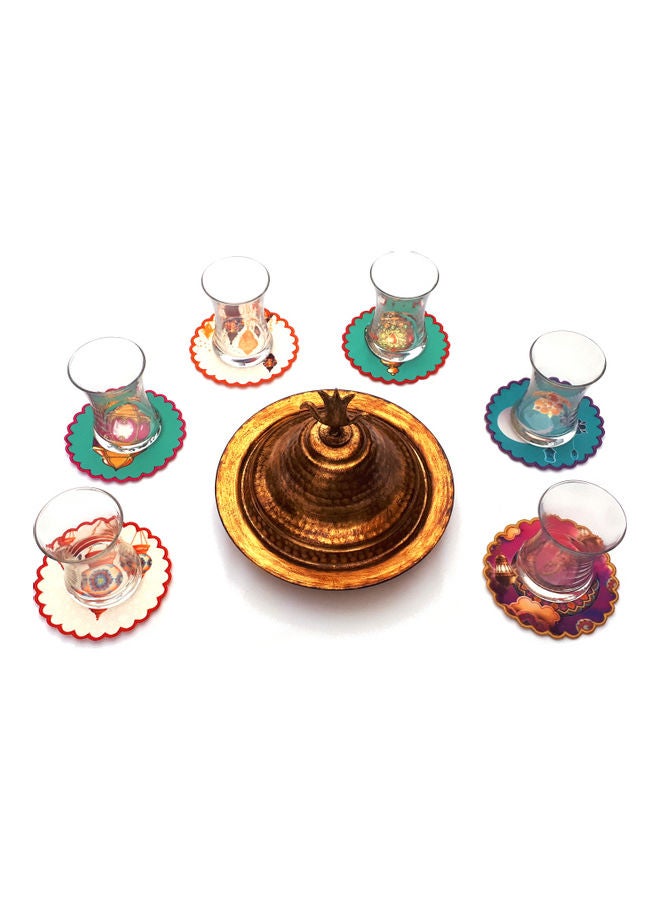 Alwan Ramadan Kareem Fabric Coaster Set of 6 Multicolour 11cm - Image 5