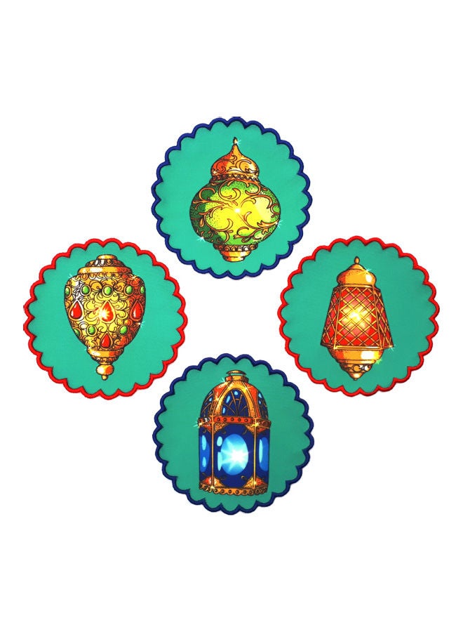 Alwan Ramadan Kareem Fabric Coaster Set of 4 Multicolour 11cm - Image 1