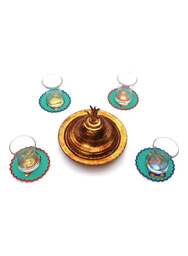 Alwan Ramadan Kareem Fabric Coaster Set of 4 Multicolour 11cm - Image 3