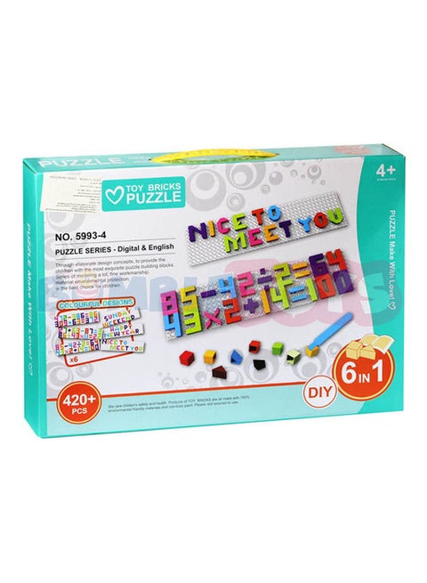Toy Bricks Puzzle Series - Digital & English 6 In 1 Set 420 Pcs