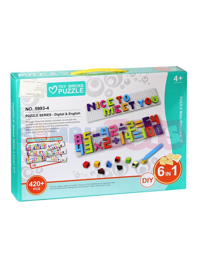 null - Toy Bricks Puzzle Series - Digital & English 6 In 1 Set 420 Pcs - Image 1