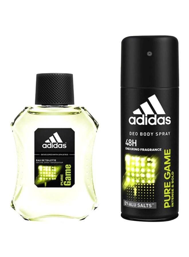 اديداس مجموعة بيور جيم المكونة من أو دي تواليت وبخاخ جسم مزيل للعرق متعدد الألوان Deodorant(150),EDT(100)ملليلتر - Image 1
