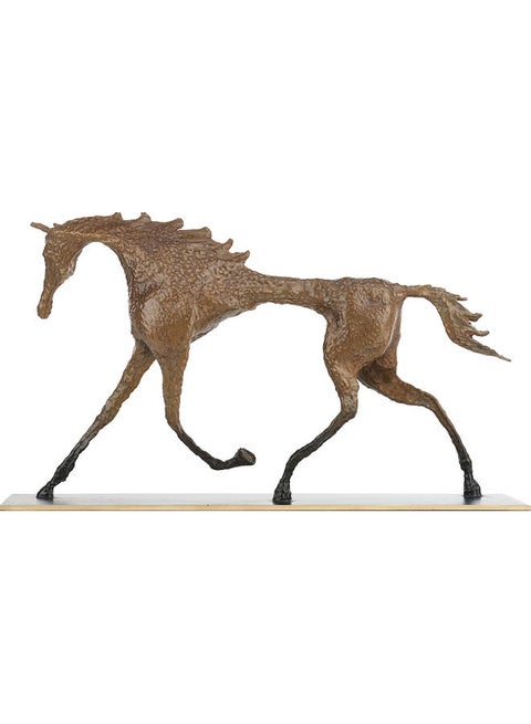 Tribute to Giacometti Brass Horse Sculpture Brown