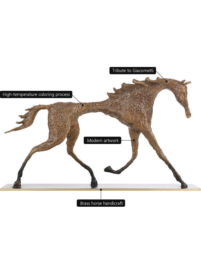 Tribute to Giacometti Brass Horse Sculpture Brown