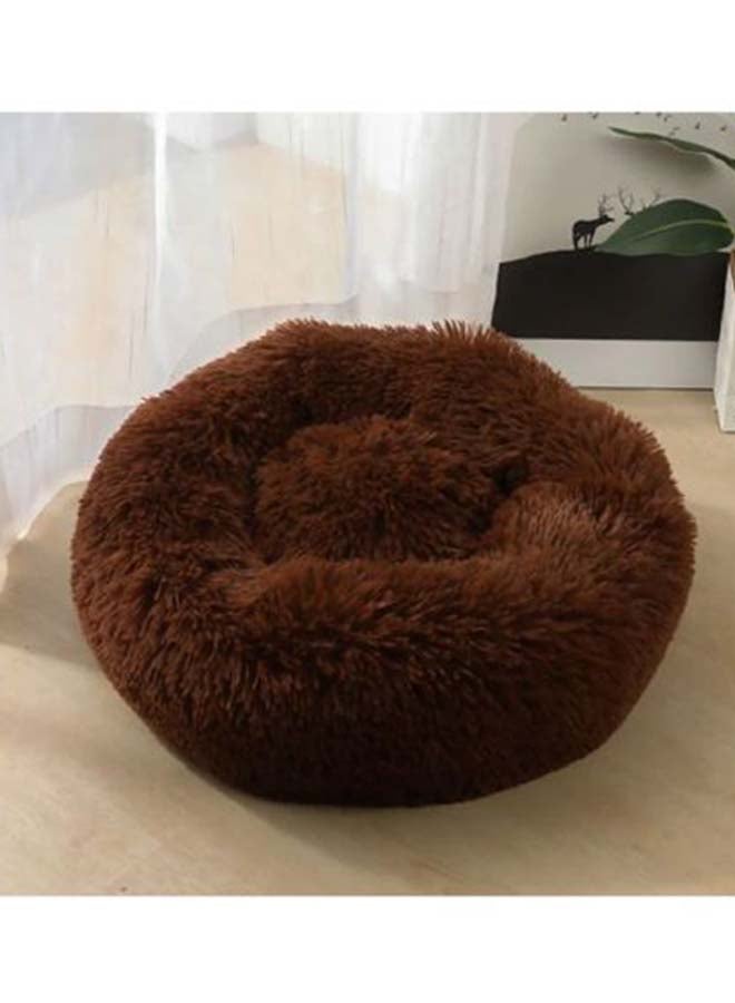 Decdeal Soft Plush Round Pet Bed Dark Brown 70cm - Image 2