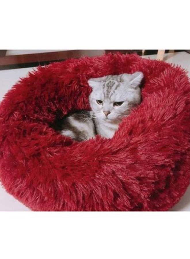 Decdeal - Soft Plush Round Pet Bed Red - Image 1