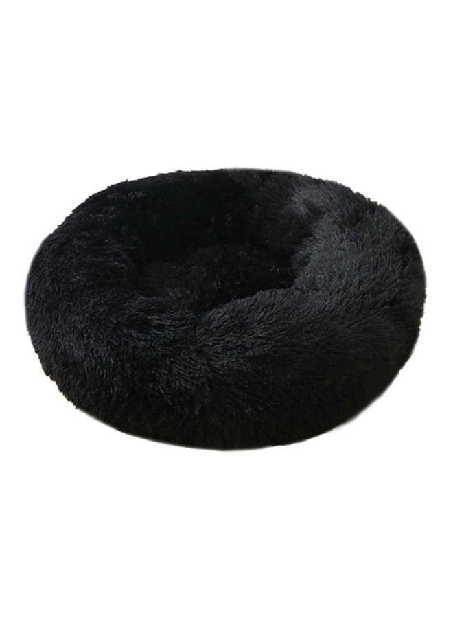 Decdeal Soft Plush Round Pet Bed Black 30x12x30cm