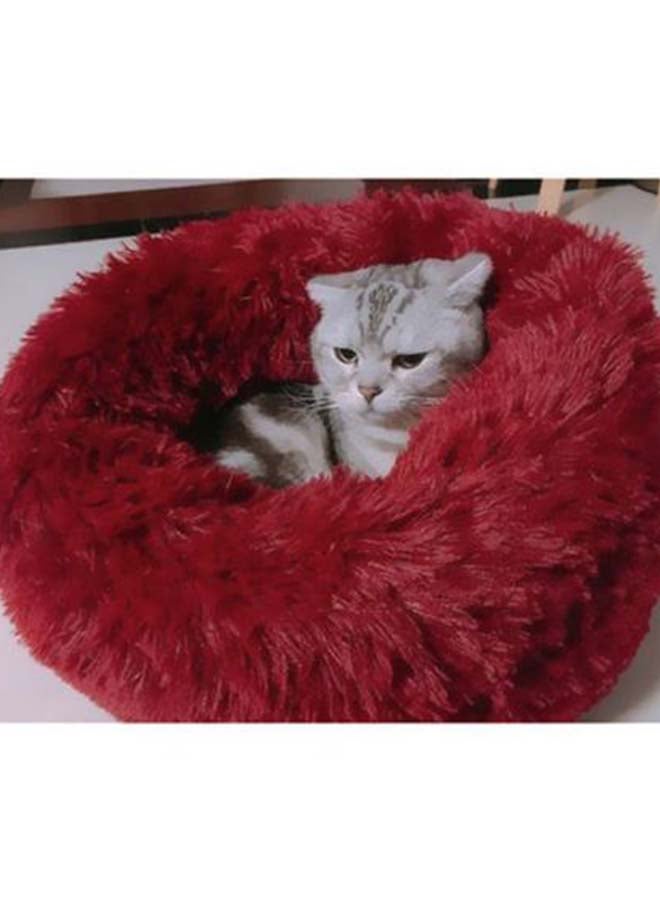 Decdeal - Plush Round Pet Bed Red 60cm - Image 1