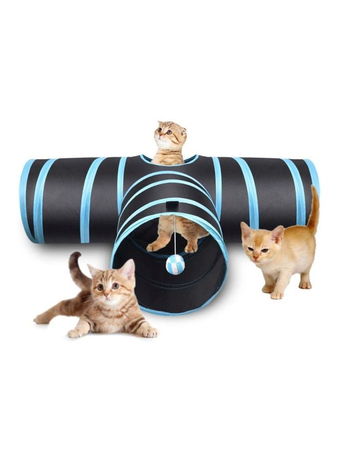 Beauenty 3 Ways Cat Tunnel Creaker Collapsible Pet Toy Tunnel With Ball For Pet Grey/Blue  - Image 2