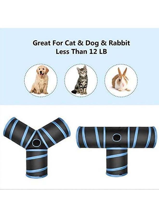 Beauenty 3 Ways Cat Tunnel Creaker Collapsible Pet Toy Tunnel With Ball For Pet Grey/Blue  - Image 3