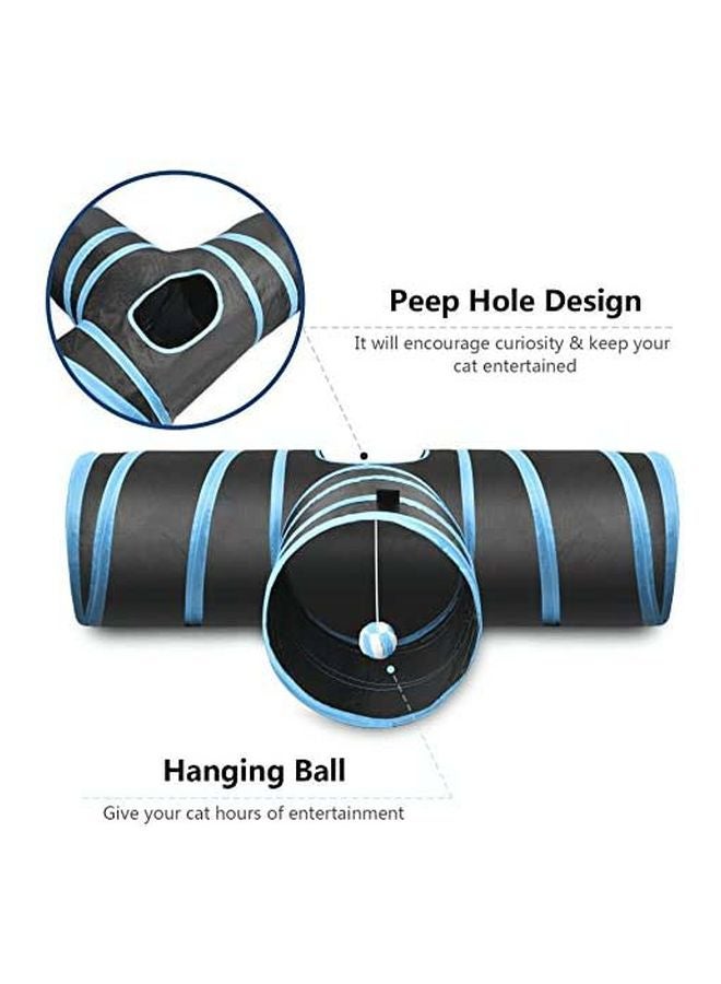 Beauenty 3 Ways Cat Tunnel Creaker Collapsible Pet Toy Tunnel With Ball For Pet Grey/Blue  - Image 4