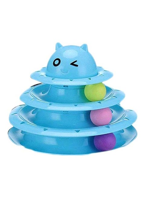 3-Layer Tracks Turntable Cat Toy With Balls Blue/Green/Purple