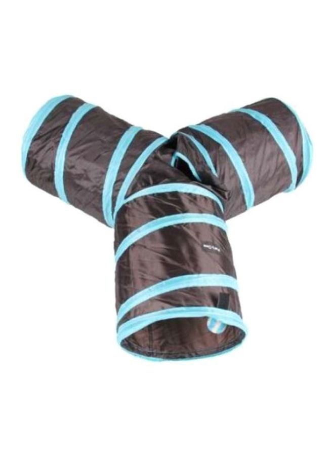 Beauenty 3 Ways Cat Tunnel Creaker Collapsible Pet Toy Tunnel With Ball For Pet Grey/Blue  - Image 1