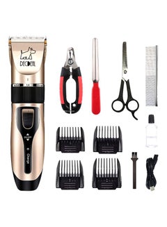 12-Piece Electric Power Clipper Pet Grooming Kit Gold/Black/Silver - v1614176098/N38916589A_1