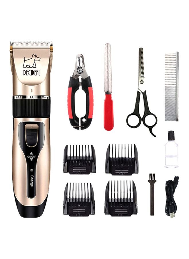 Decdeal 12-Piece Electric Power Clipper Pet Grooming Kit Gold/Black/Silver - Image 1