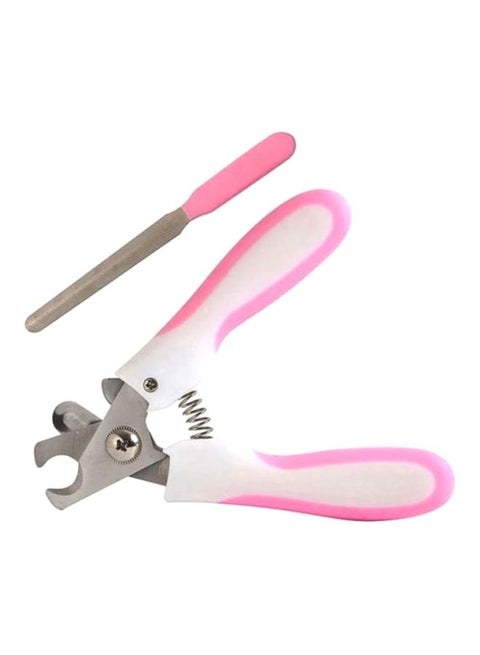 2-Piece Nail Clipper And Filer Set White/Pink/Silver