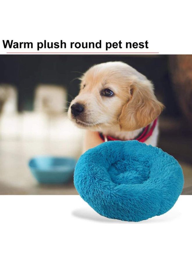 Decdeal - Round Shaped Plush Bed Blue 30x12x30cm - Image 1