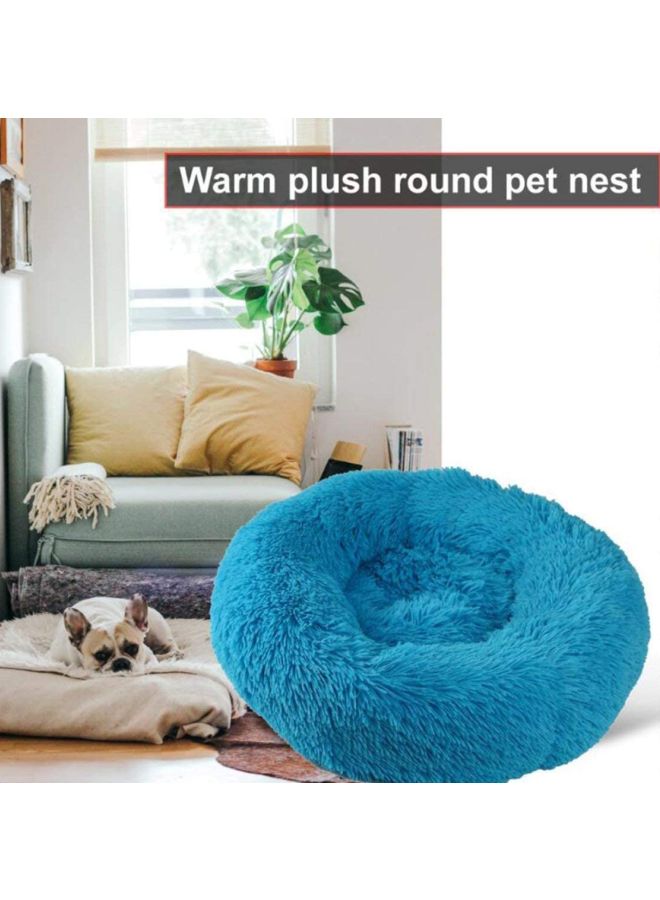 Decdeal - Round Shaped Plush Bed Blue 30x12x30cm - Image 1
