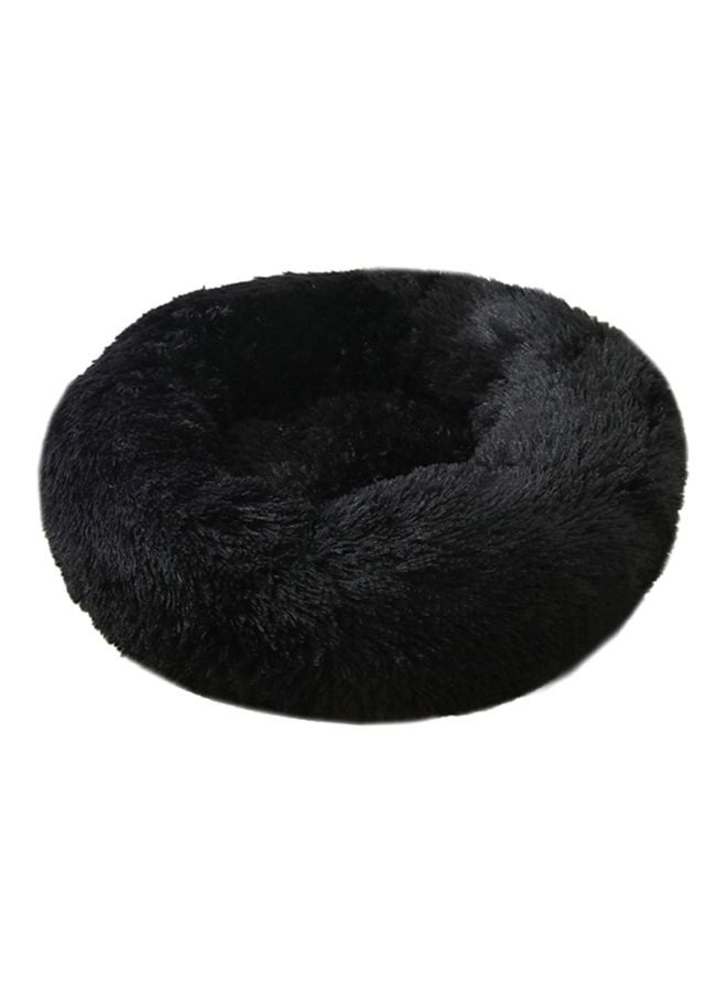 Decdeal Round Shaped Plush Bed Black 30x12x30cm - Image 1