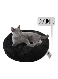 Decdeal Round Shaped Plush Bed Black 30x12x30cm  - Image 2