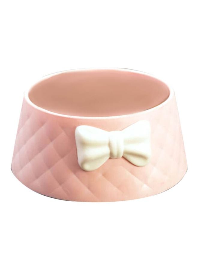 Beauenty Plastic Pet Feeding Bowl Pink/White 15.5x18x8cm - Image 1