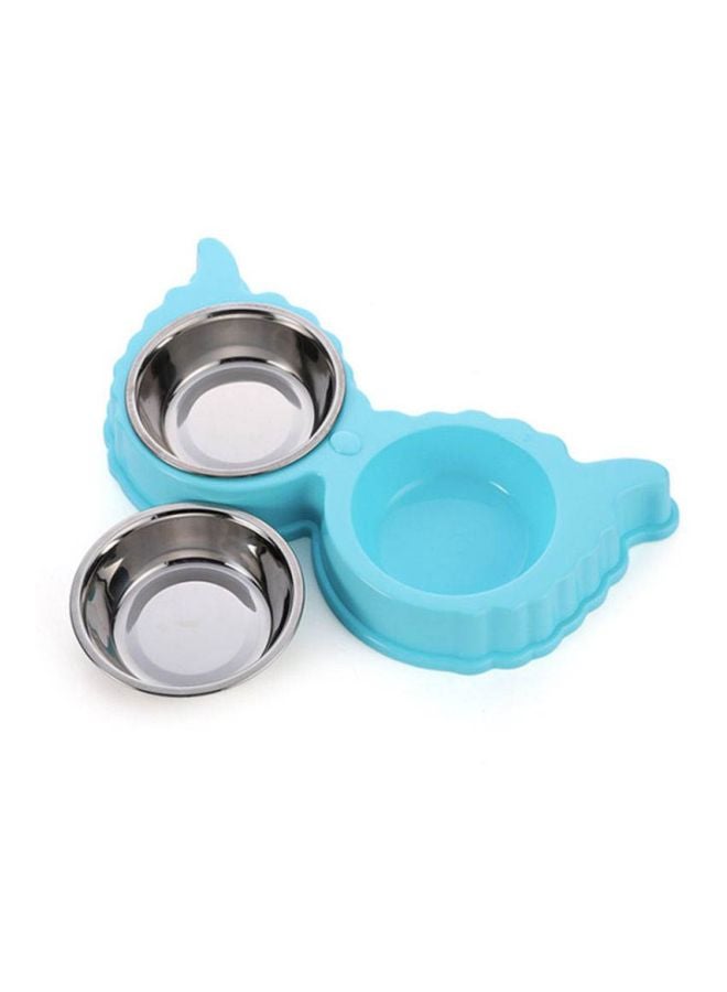 Sharpdo Twin Pet Food And Water Bowl Blue/Silver 30x16x4.5cm - Image 2