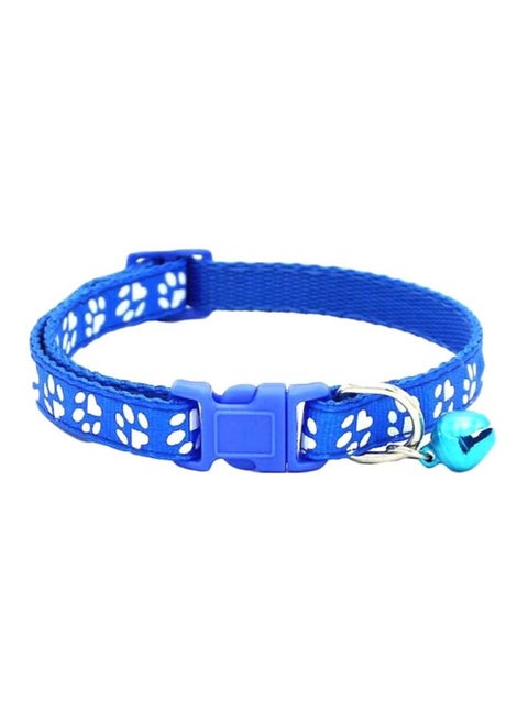 Paw Printed Pet Collar With Removable Bell Blue/White 30cm