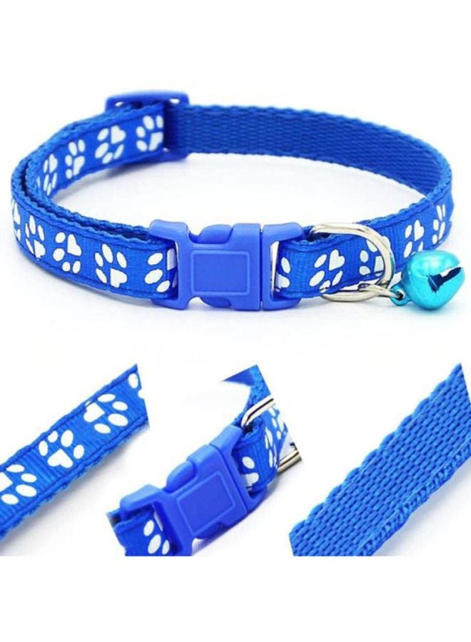 بيوينتي طوق حيوانات أليفة بطبعة أقدام حيوانات مع جرس قابل للإزالة أزرق/ أبيض 30سم - Image 4