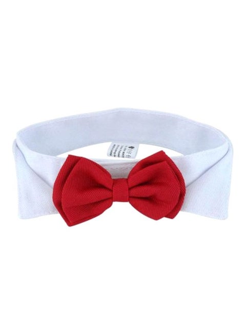 Adjustable Pet Collar With Bow White/Red