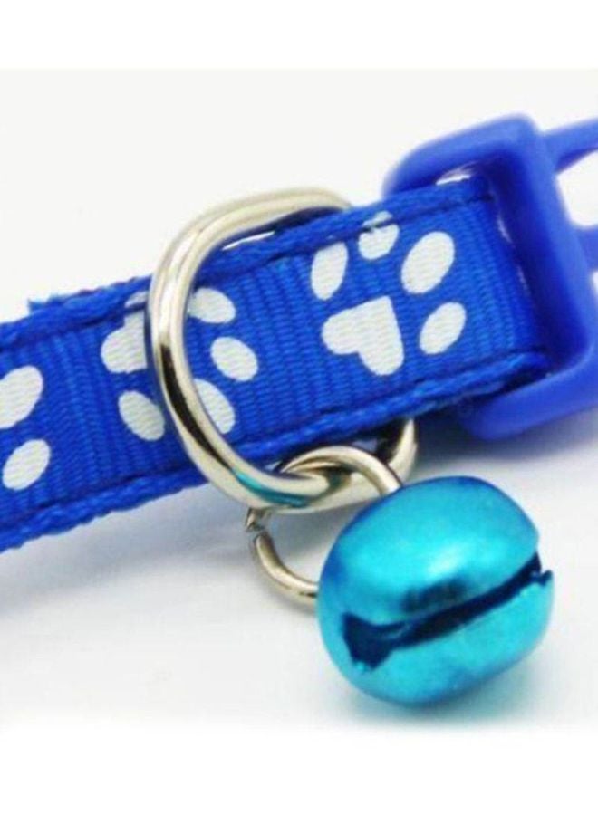 بيوينتي طوق حيوانات أليفة بطبعة أقدام حيوانات مع جرس قابل للإزالة أزرق/ أبيض 30سم - Image 2