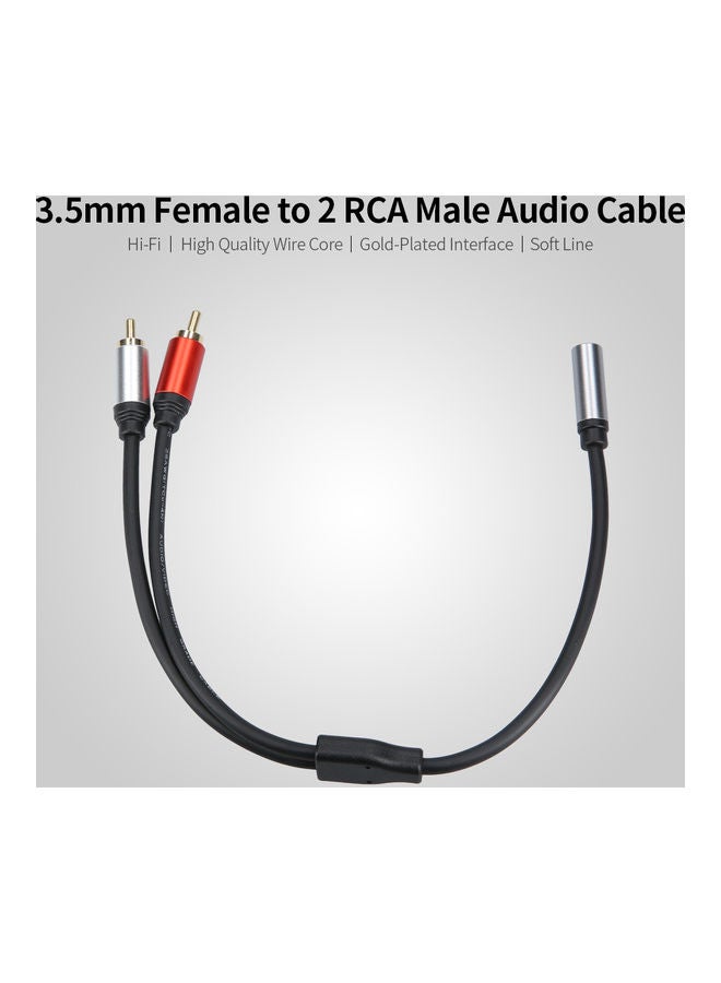 3.5mm Female to Dual RCA Male Audio Cable Black