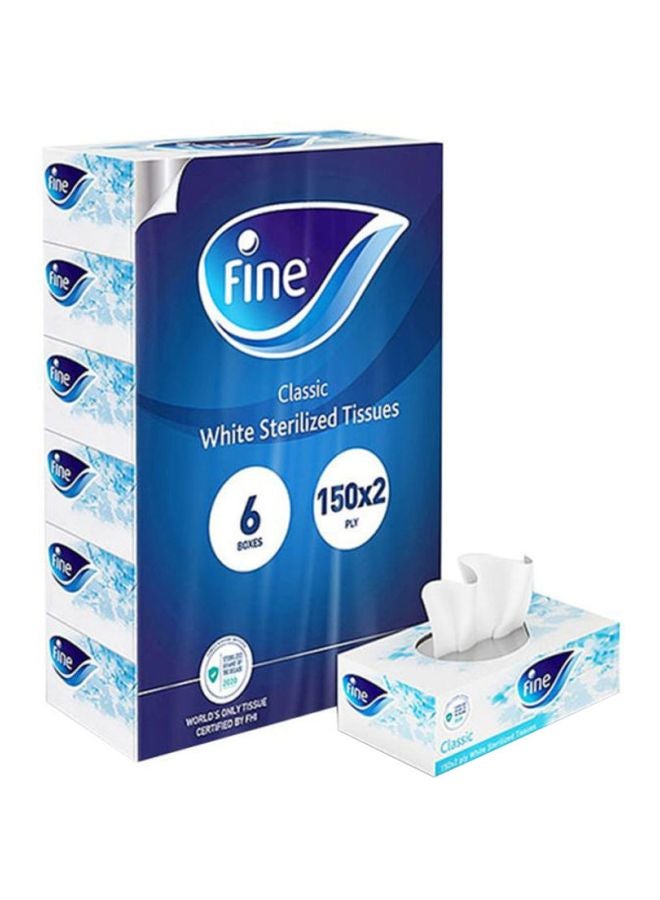 Fine Pack Of 6 Classic Sterilized Facial Tissues White 