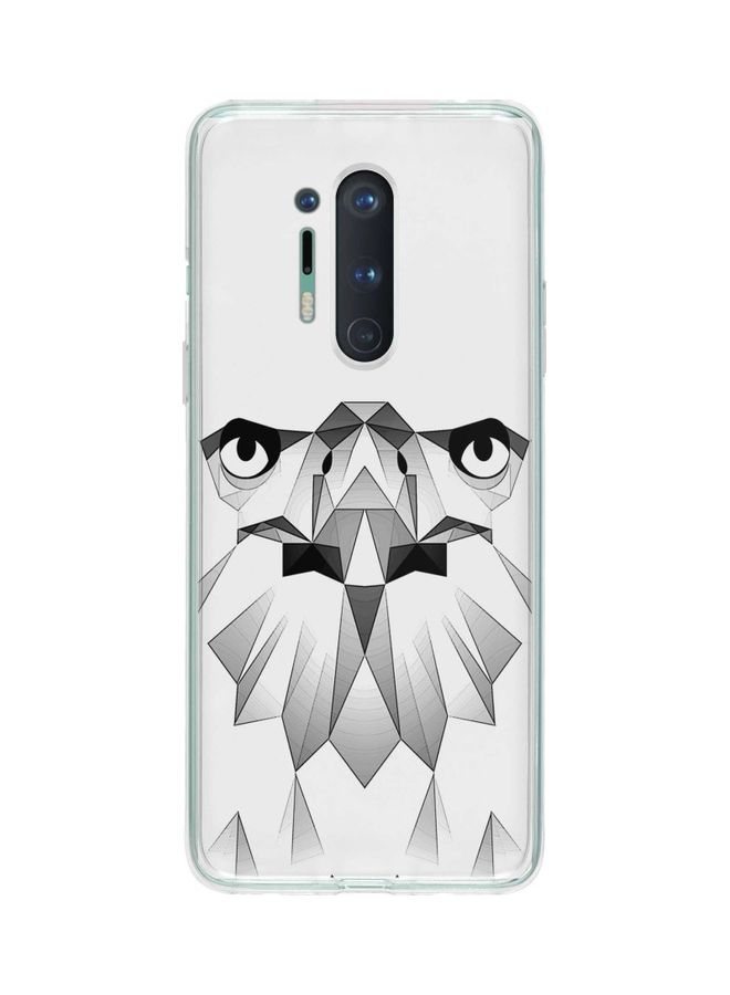 ستايلايزد غطاء حماية كلاسيك بطبعة نسر بتصميم مضلّع لهاتف ون بلس 8 برو أبيض/رمادي/أسود - Image 1