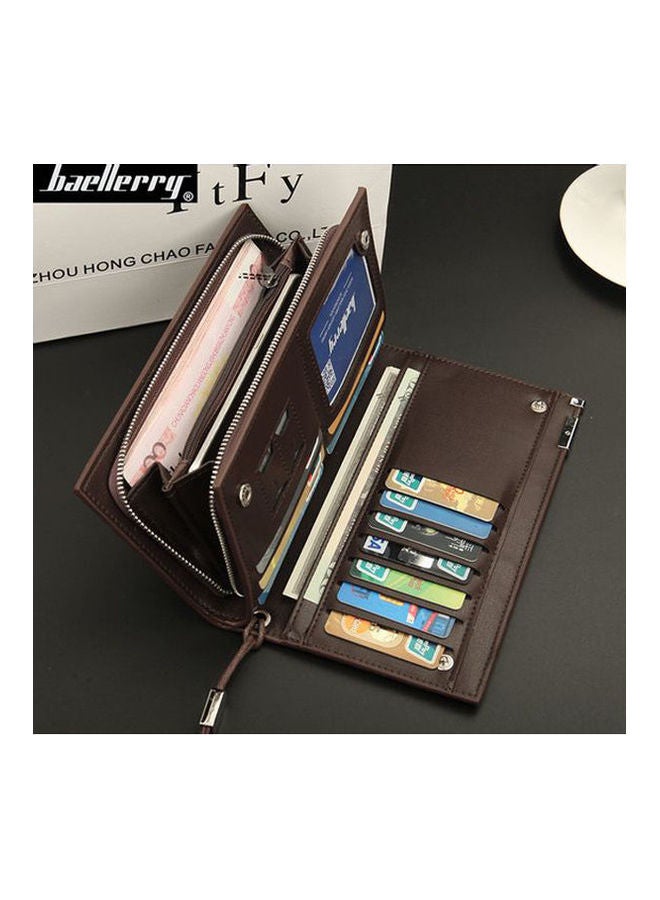 baellerry Fashion Trend Multifunctional Leather Long Wallet Brown  - Image 2