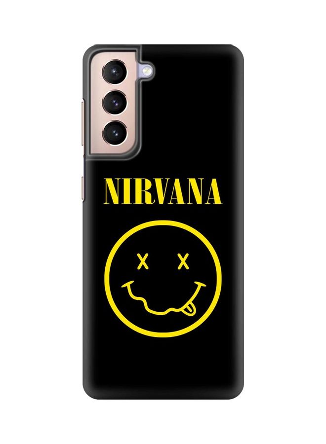 غطاء حماية بطبعة Nirvana لهاتف سامسونج جالاكسي S21 5G أسود/ أصفر