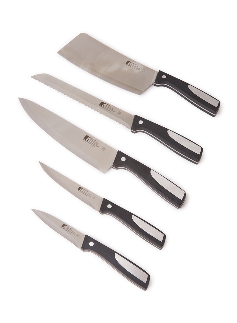 BERGNER - 8-Piece Resa Stainless Steel Knife Set Black/Silver - Image 1
