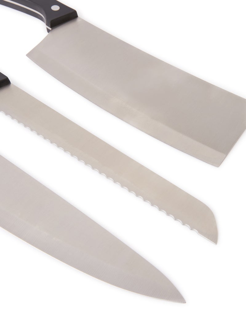 BERGNER - 8-Piece Resa Stainless Steel Knife Set Black/Silver - Image 1