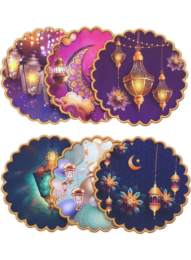 Alwan Ramadan Kareem Fabric Coaster Set of 6 Multicolour 11cm - Image 1