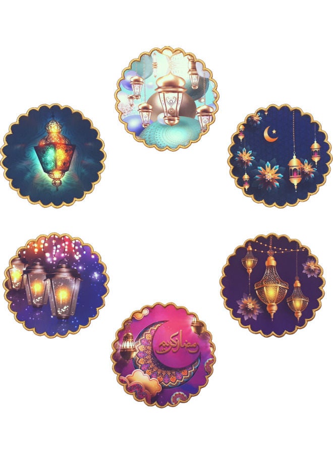 Alwan Ramadan Kareem Fabric Coaster Set of 6 Multicolour 11cm - Image 2